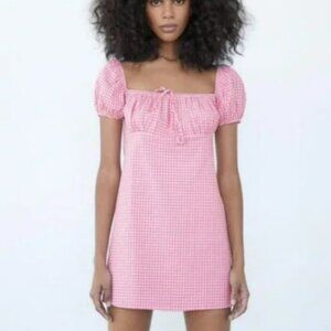 Zara Pink Gingham Mini Dress